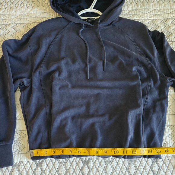 Athleta Seasoft Bubble Hem Sweatshirt Blue Sz XS Oversized EUC - Picture 4 of 6